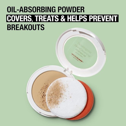 Neutrogena SkinClearing Pressed Mineral Powder | Oil-Absorbing Acne Makeup with Salicylic Acid | Buff 30, 0.38 oz