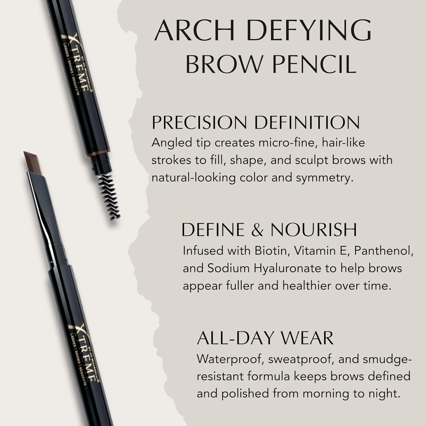 Xtreme Lashes Arch Defining Brow Pencil - Medium Brown, Waterproof & Smudge-Proof, Vegan Formula