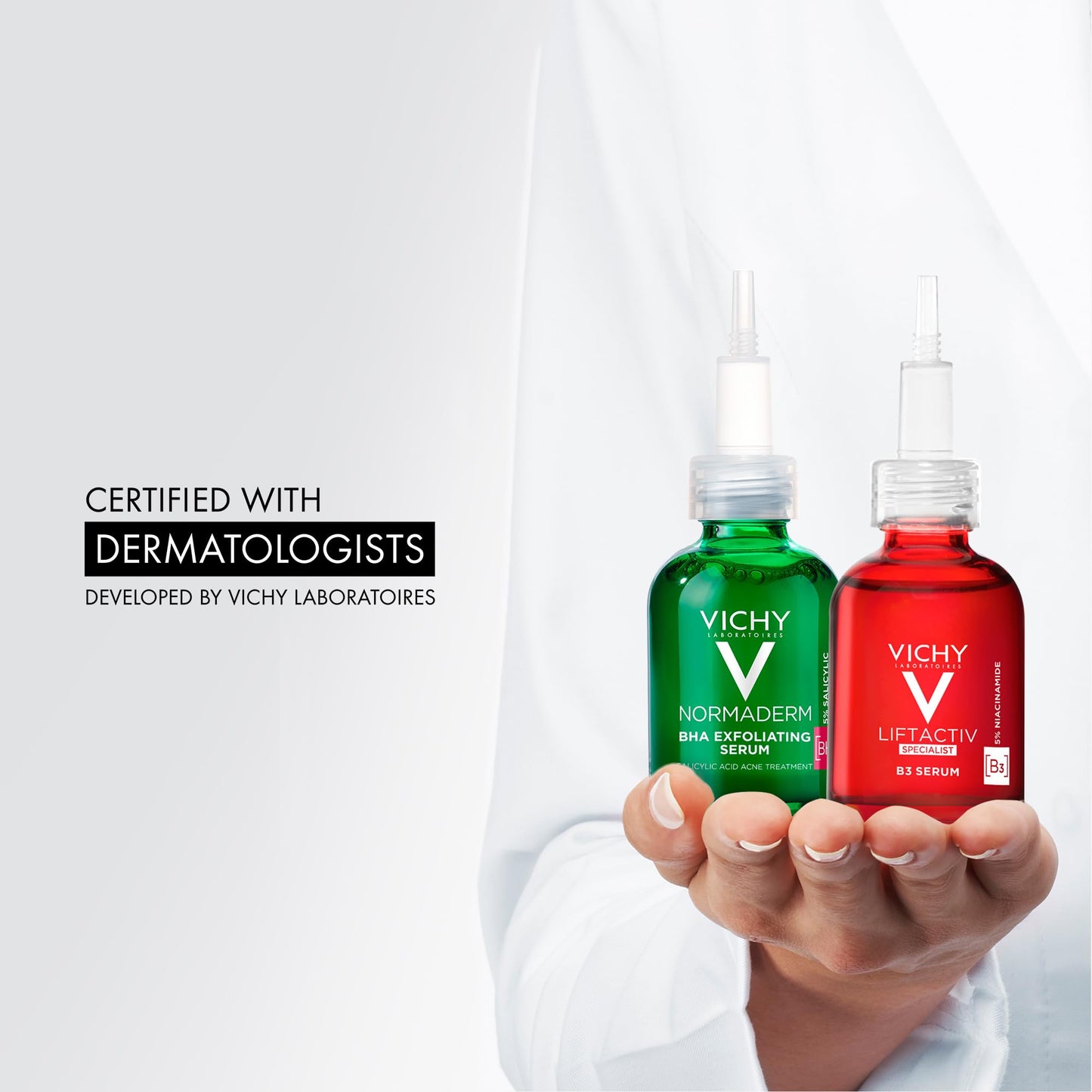 Vichy LiftActiv B3 Serum 5% Niacinamide + Glycolic Acid + Tranexamic Acid + Peptides, Fades Dark Spots & Smooths Wrinkles In 8 Weeks, Discoloration Correcting Serum, Alcohol Free