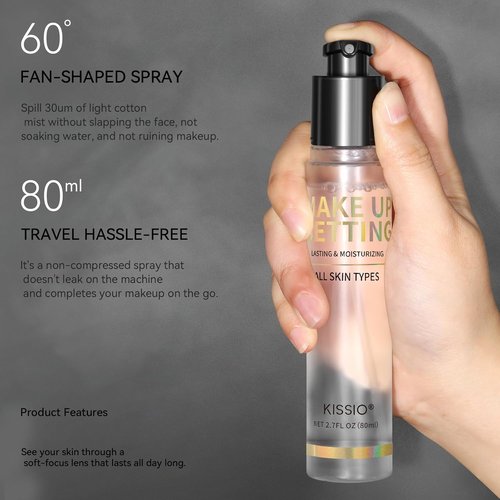 KISSIO Makeup Setting Spray - Long-Lasting Hydrating Mist for 16HR Wear | Lightweight & Soothing, 2.7 FL OZ