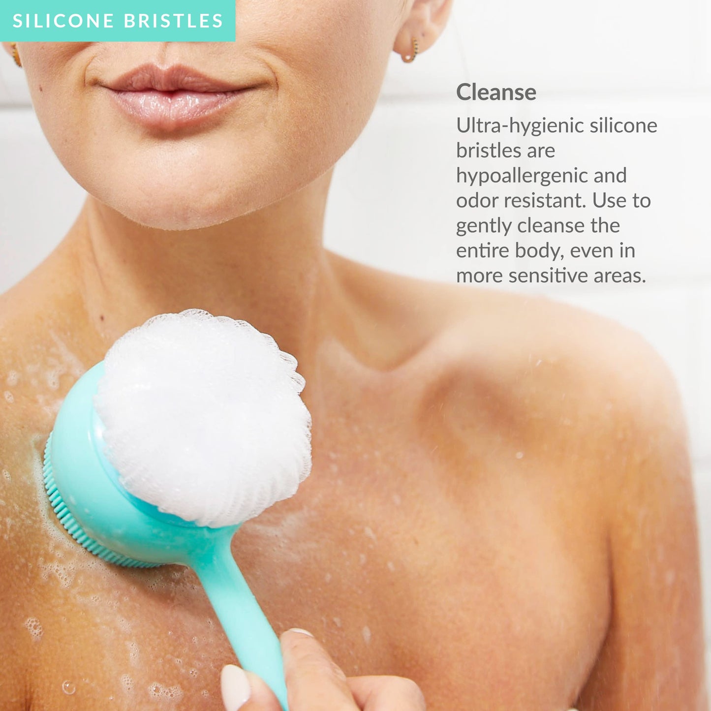 PMD Beauty Clean Body - Smart Body Cleansing Device with Silicone Brush & Three Interchangeable Attachments - Waterproof - SonicGlow Vibration - Cleanse,Exfoliate,& Massage Body