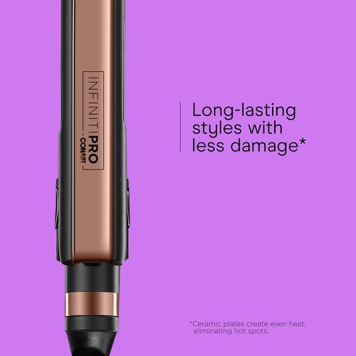 INFINITI PRO CONAIR Rose Gold Ceramic Flat Iron - 1-Inch Extra-Long Plates & Advanced Heat Technology
