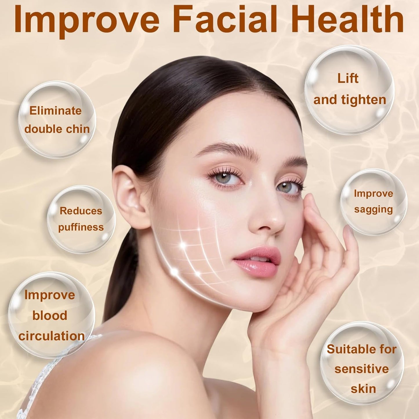 Skiennix Lymphatic Drainage Face Brush - Super Soft Bristles for Puffiness Reduction & Jawline Definition