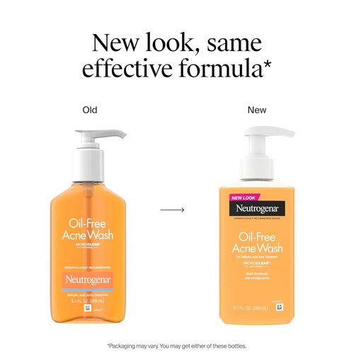 Neutrogena Oil-Free Acne Wash - Acne Fighting Facial Cleanser with Salicylic Acid | 9.1 fl oz Pump, 3 Pack