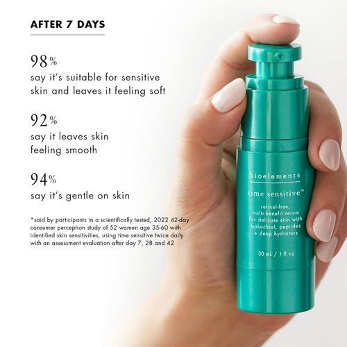 Bioelements Time Sensitive Serum - Retinol-Free, Multi-Benefit Formula - 1 fl oz - Vegan & Gluten-Free for Sensitive Skin