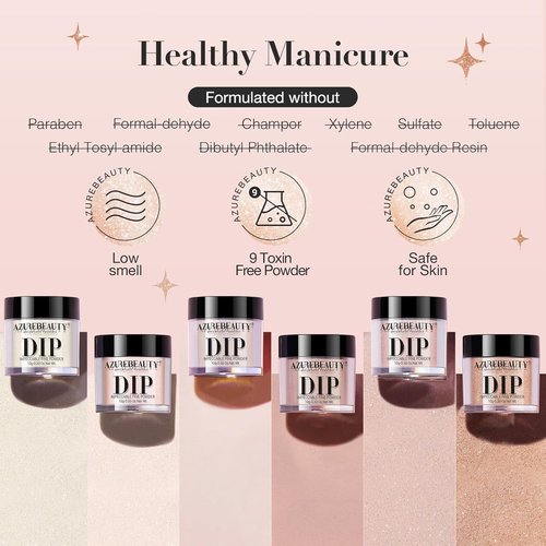 AZUREBEAUTY Dip Powder Nail Set - Light Pink & Champagne Shimmer | 6 Colors for DIY Manicure