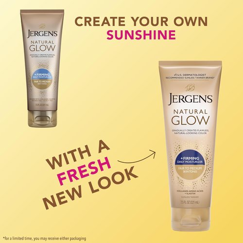 Jergens Natural Glow Firming Self Tanner Body Lotion - Sunless Tanning Moisturizer for Fair to Medium Skin, 7.5 Fl Oz