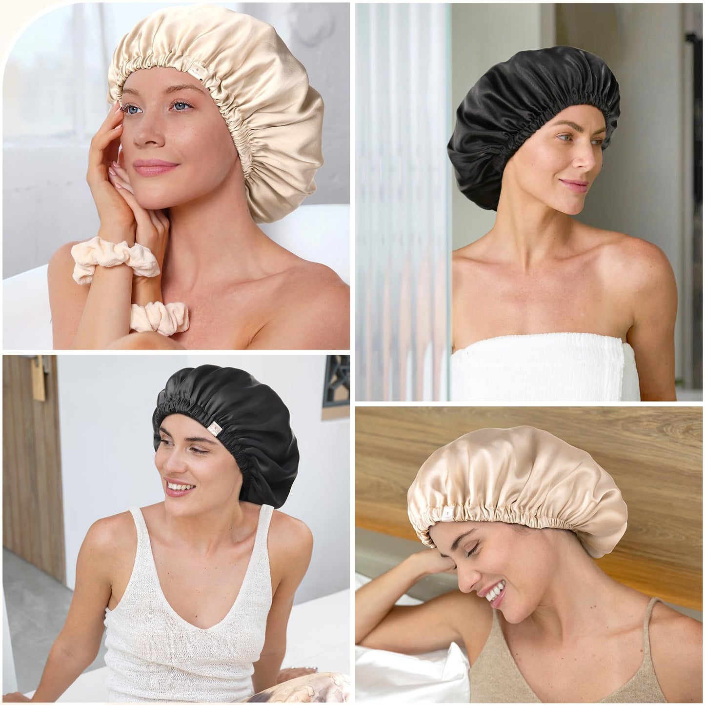 YANIBEST 22 Momme 100% Mulberry Silk Sleep Cap Adjustable Bonnet for Women - Sleeping Cap Hair Bonnet & Scrunchie