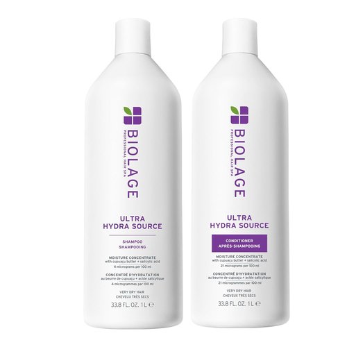Biolage Ultra Hydra Source Shampoo & Conditioner Set | Deeply Hydrates & Controls Frizz for Very Dry Hair, Vegan & Silicone-Free