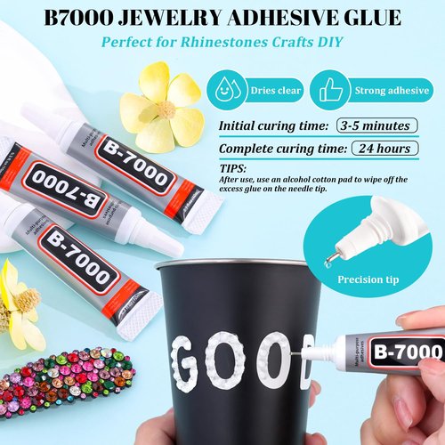 12100Pcs Resin Rhinestones for Crafting with 3Pcs 10ml B7000 Jewelry Glue, 2 Boxes Flatback Crystals Diamond (Transparent) for Bedazzling Crafts DIY Nail Art，Non Hotfix Gems for Clothing Shoes