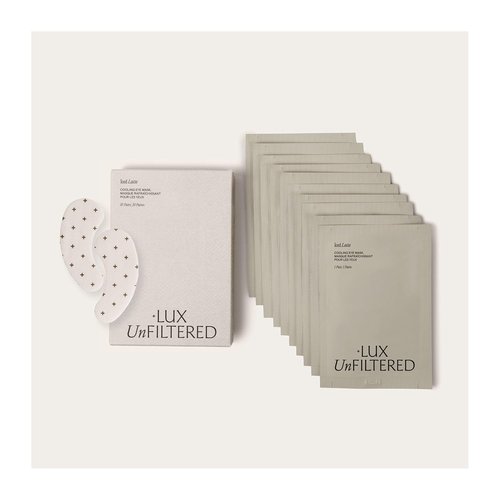 Lux Unfiltered Iced Latte Cooling Under Eye Patches - Caffeine Infused Korean Eye Mask for Puffiness & Hydration - 10 Pairs