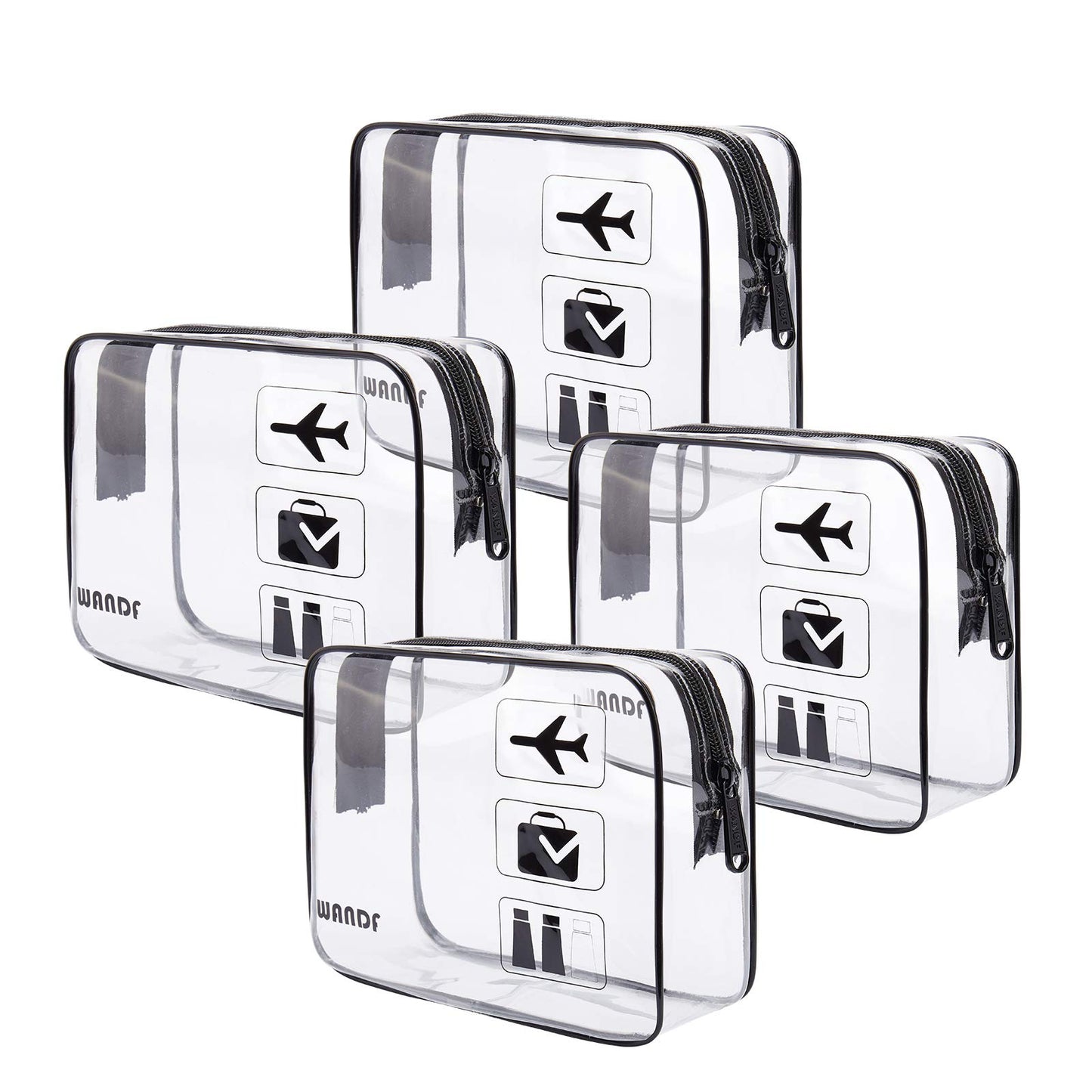 TSA Approved Clear Travel Toiletry Bag wih Zippers Carry-on Travel Accessories Quart Size Toiletries Cosmetic Pouch Makeup Bags for Men and Women (4pcs)