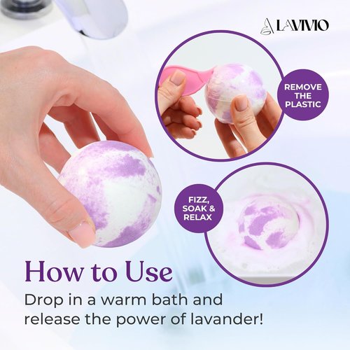 Lavender Bath Bombs by [Brand Name] - Mega Foaming, Moisturizing Relaxation | 3 x 100g Gift Set with Shea Butter & Essential Oils
