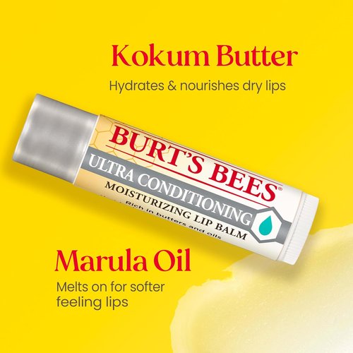 Burt's Bees Lip Balm - Hydrating Beeswax & Ultra Conditioning Moisturizer | 4 Tubes, 0.15oz Each