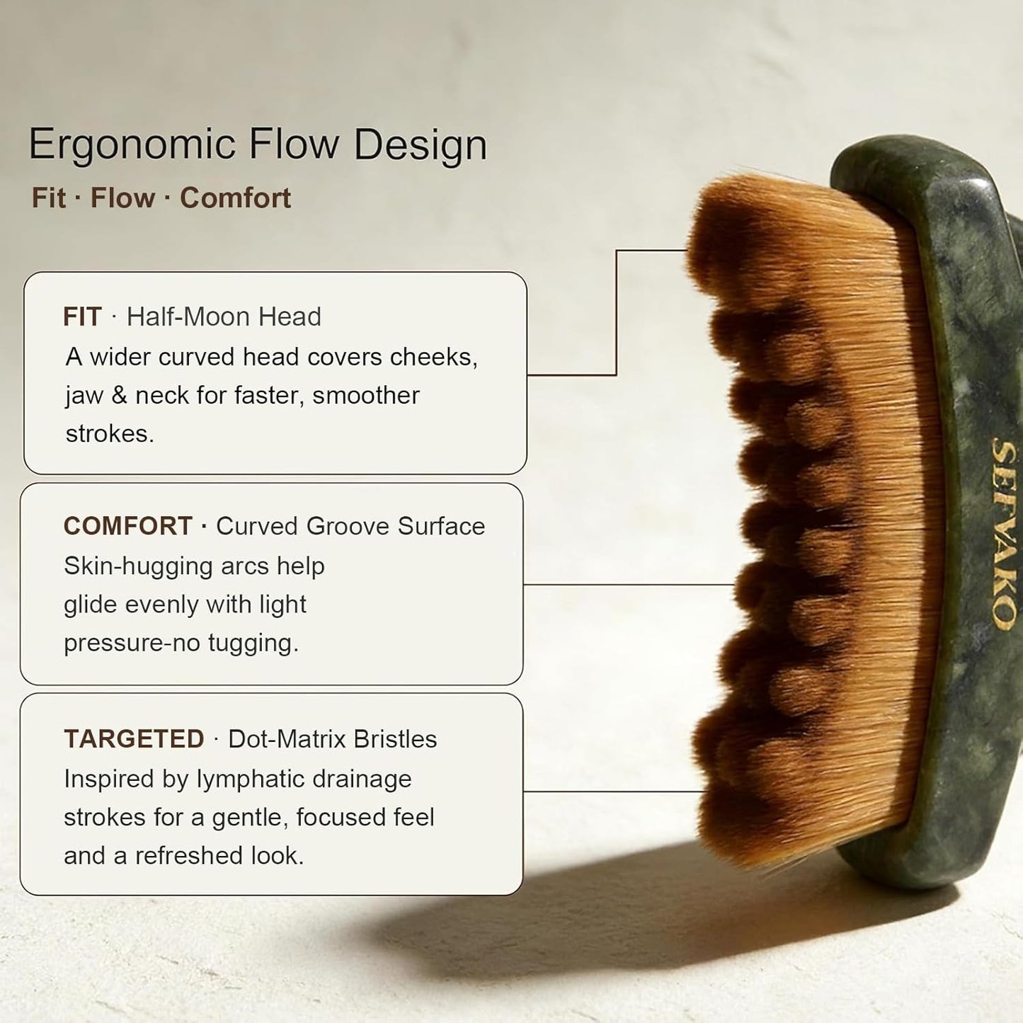 Skiennix Lymphatic Contour Face Brush - Dual-Ended Dry Brush & Cool-Touch Jade Gua Sha Edge | Ultra-Soft Bristles for Sculpting & Relaxation