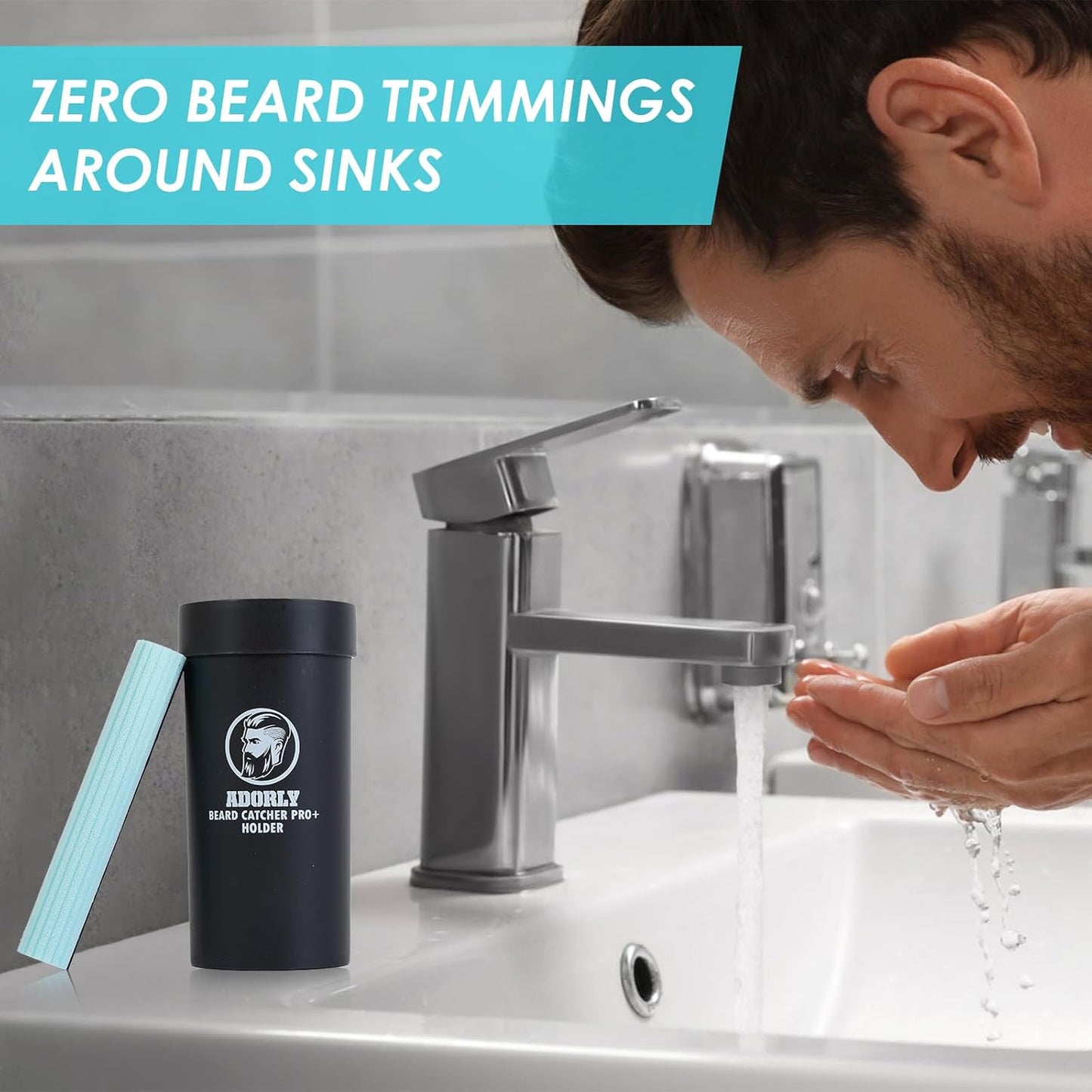 Clean Up Beard Trimmings from Sinks After Shaving with Holder, Beard Hair Cleaner for Sink, Bathroom, Shaving Up Clean Beard Trimmer Hair Catcher, Sponge Bar Cleaning Tool, Best Gifts for Men