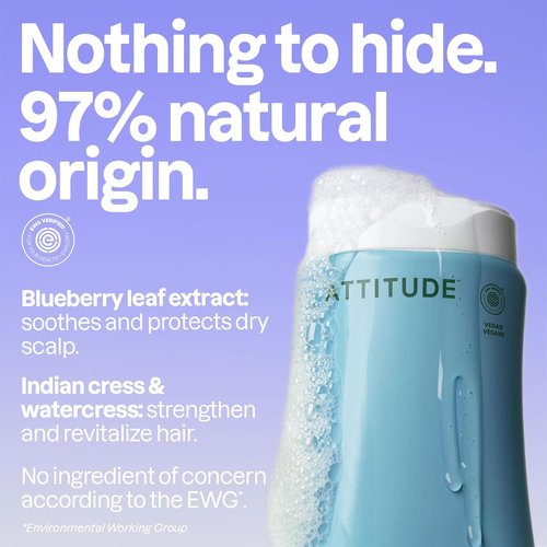 ATTITUDE Extra Gentle Hair Shampoo - EWG Verified, Soothes Dry Scalp, Vegan & Unscented, 16 Fl Oz
