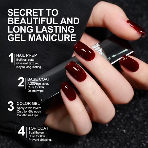 GAOY Dark Red Gel Nail Polish - 16ml Soak Off Formula for DIY Manicure | Alluring Wine Color