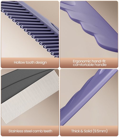 Dandruff Comb | 2PC Upgraded Fine Tooth Scalp Detox Tool for Women, Men & Kids - Purple Hair Care Set