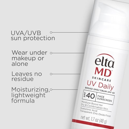 EltaMD UV Daily SPF 40 Face Sunscreen - Zinc Oxide Moisturizer, 1.7 oz Pump for Daily Protection