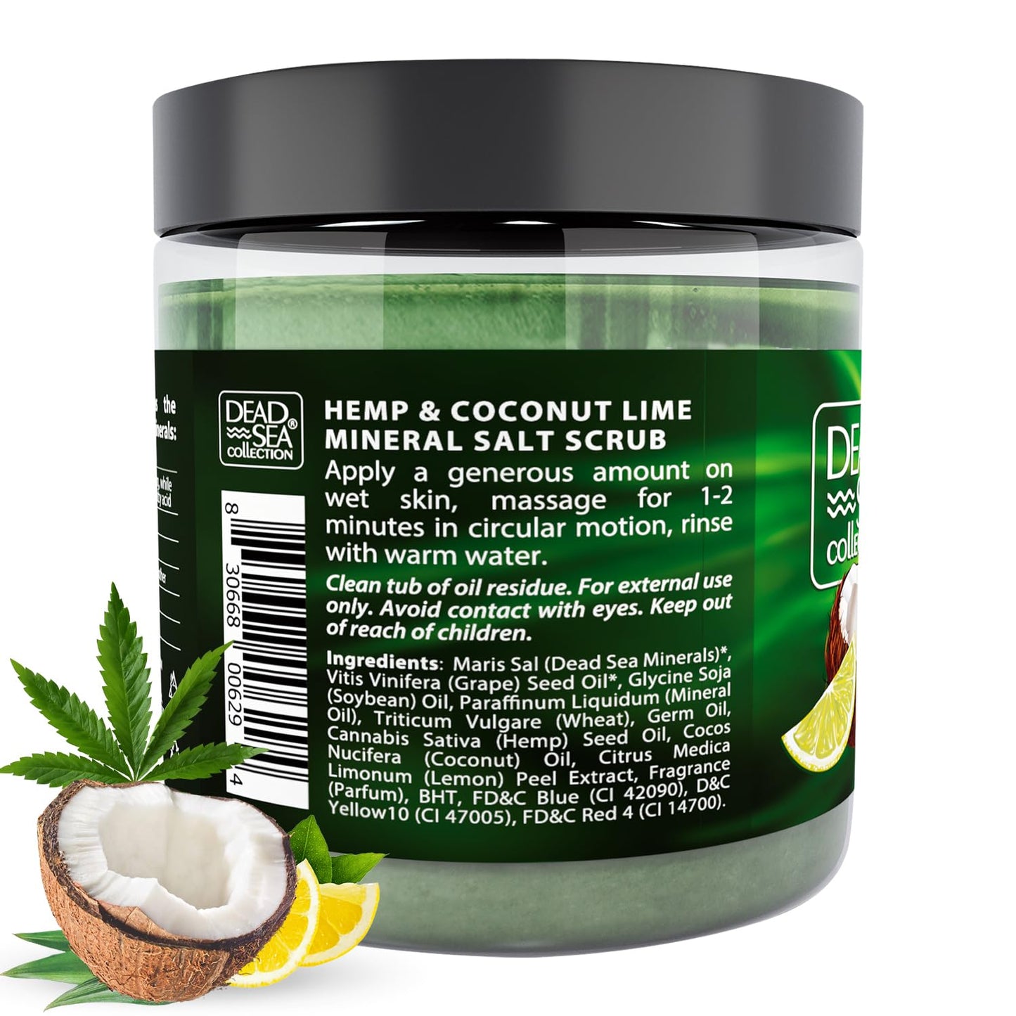 Dead Sea Collection Hemp & Coconut Lime Salt Scrub – Exfoliating Body Scrub for Women – Moisturizing and Nourishing Skin – with Pure Oils and Dead Sea Minerals (23.28 Oz)