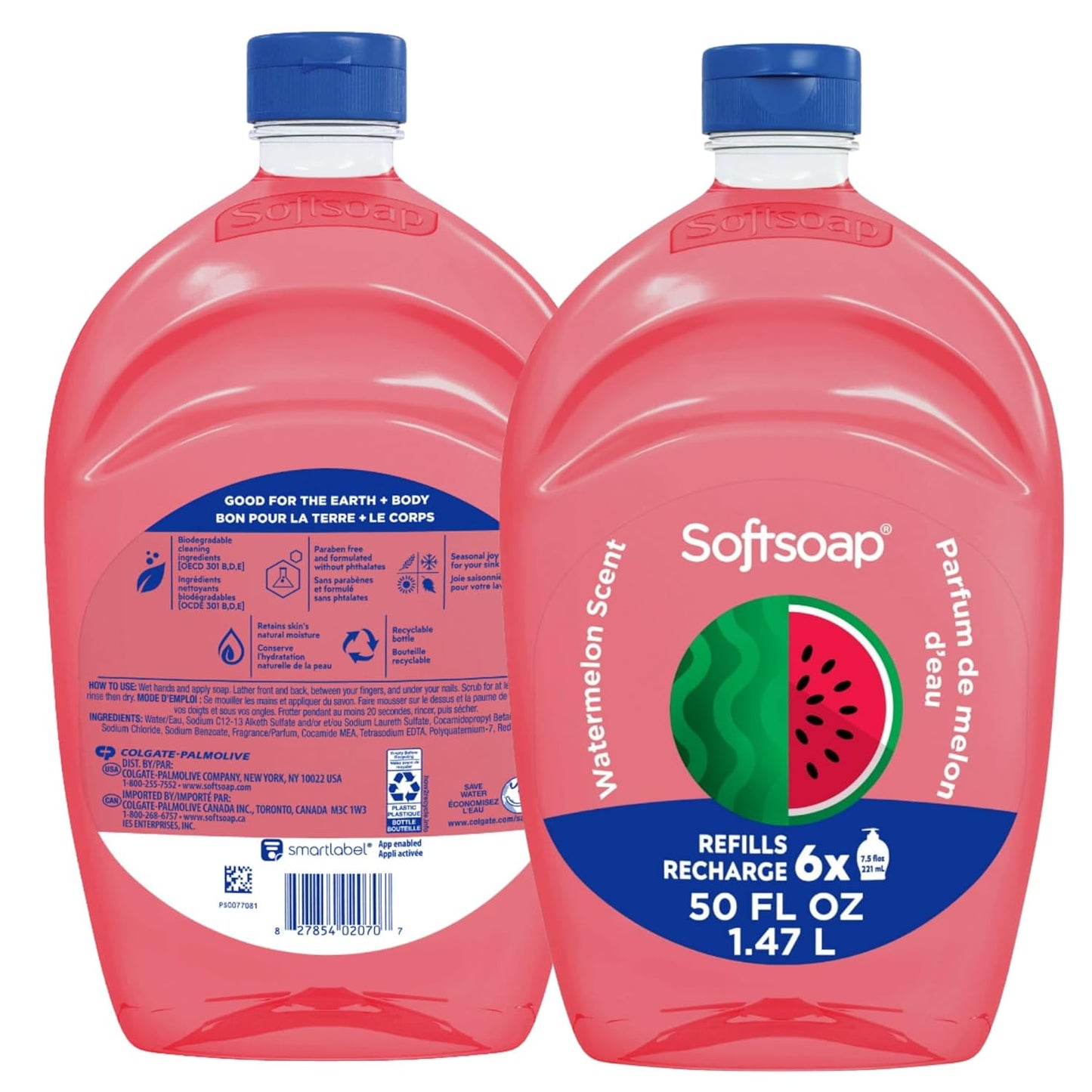 Softsoap Limited Edition Seasonal Scents - Extra Large 100 FL Oz Refill Bottles | Watermelon Liquid Hand Wash