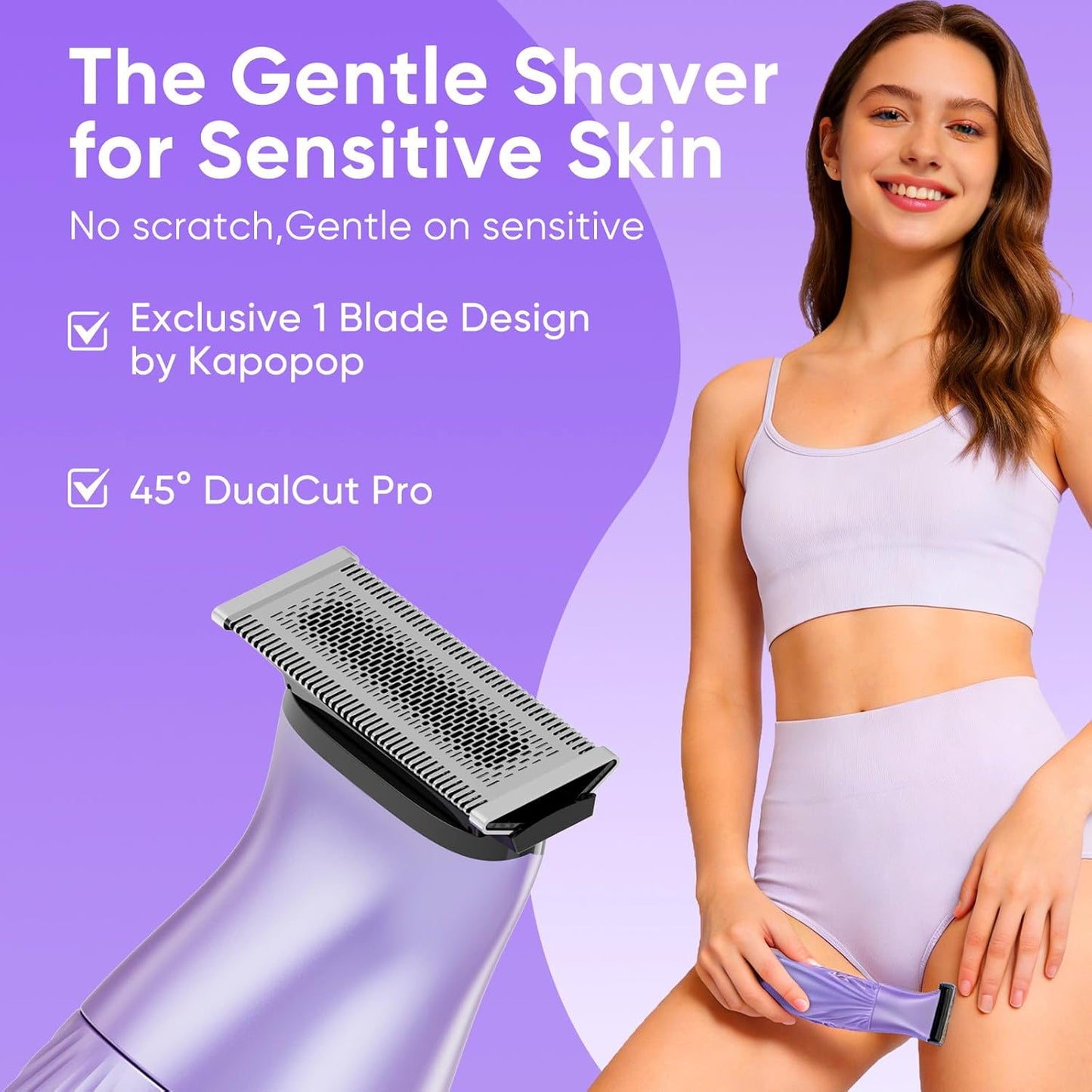 Skiennix 2-in-1 Bikini Trimmer for Women - Painless Electric Shaver & Razor, Waterproof & Rechargeable