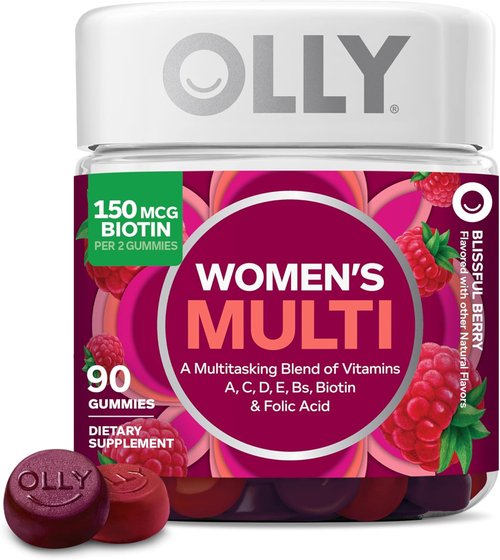 OLLY Women's Multivitamin Gummies - Overall Wellness Support with Vitamins A, C, D, E & Biotin | Berry Flavor, 90 Count