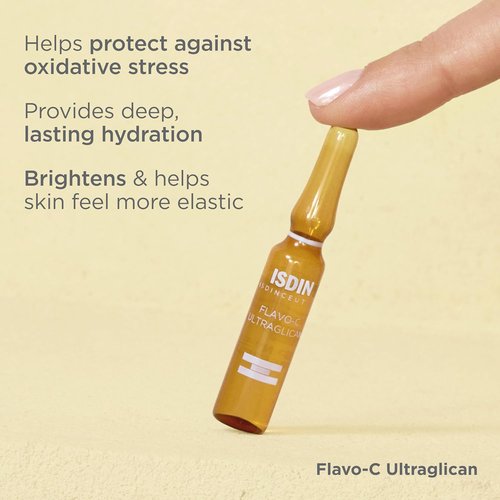 ISDIN Flavo-C Ultraglican Serum - Vitamin C & Hyaluronic Acid Ampoule for Radiant Skin