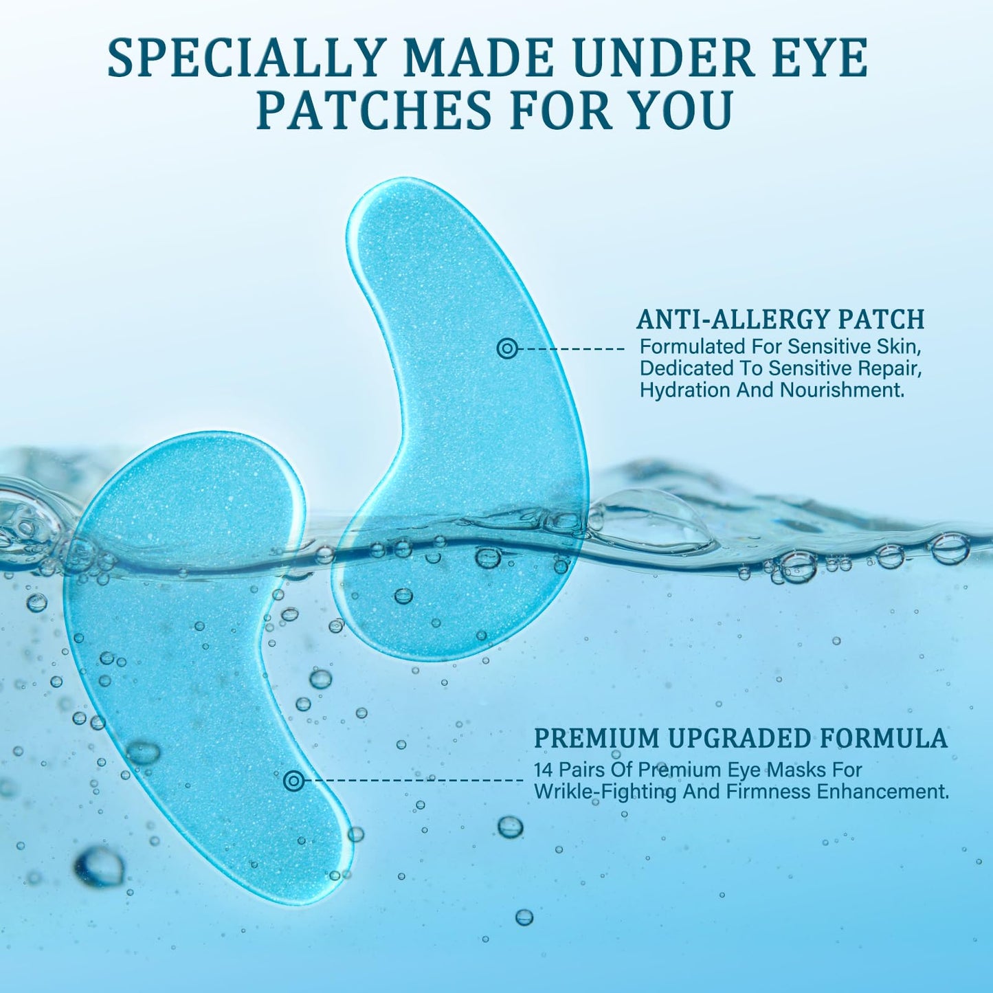 YOYORY Under Eye Patches - Eye Gel Masks for Wrinkles, Dark Circles, Puffy Eyes, Fine Lines, Eye Bags Treatment with Hyaluronic Acid Collagen Moisturizing Hydrating 15 Pairs,White