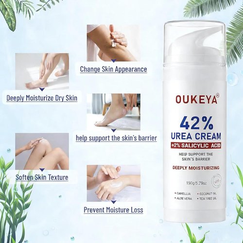 OUKEYA Urea Cream 42% - Moisturizing Foot Cream with 2% Salicylic Acid for Dry Skin | 5.29 Oz