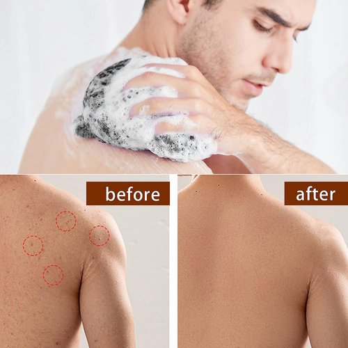 JASSINS Bath Net Sponge - Long Exfoliating Shower Body Scrubber | 66 Inch Stretch Length (Black)