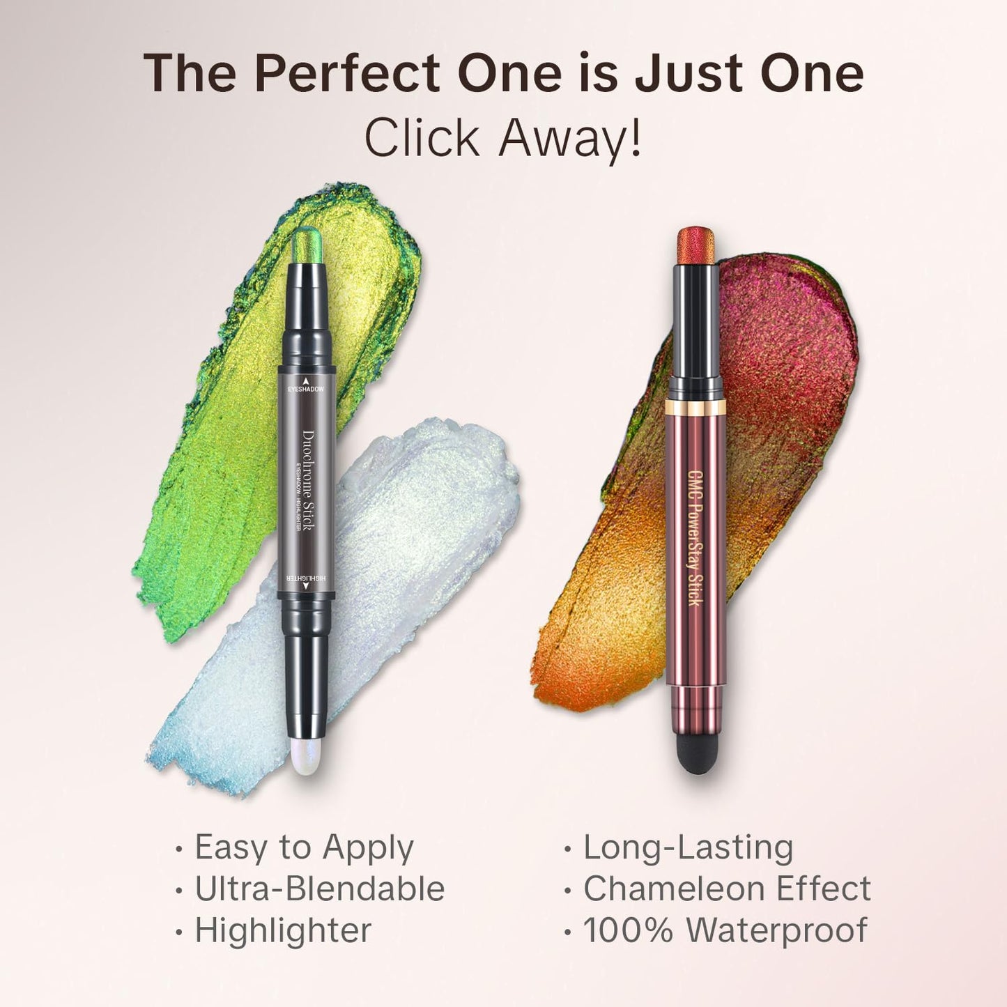 CHARMACY Multichrome Cream Eyeshadow Stick - Waterproof, High Pigment Eye Brightener | Vegan & Cruelty-Free