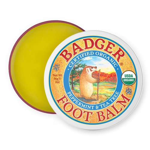 Badger Foot Balm - 100% Organic Foot Cream for Dry Cracked Heels | Fast-Acting All-Natural Treatment, 2 oz Tin