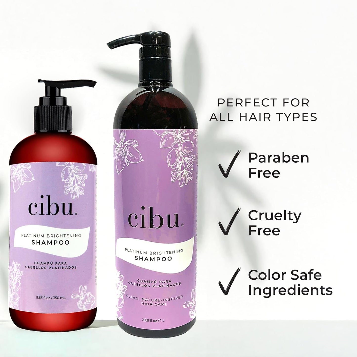 CIBU Platinum Brightening Shampoo - Purple Formula for Toning & Protecting Blonde Hair | Sulfate-Free, 1 Liter