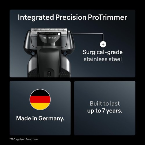 Braun Series 8 8560cc Electric Razor - 4+1 Shaving Elements & Precision Trimmer | Wet & Dry, 60min Runtime