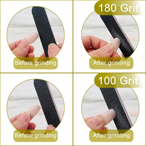 HeeYaa Nail File Set - 10 Professional Double-Sided 100/180 Grit Emery Boards | Black Manicure & Pedicure Tools
