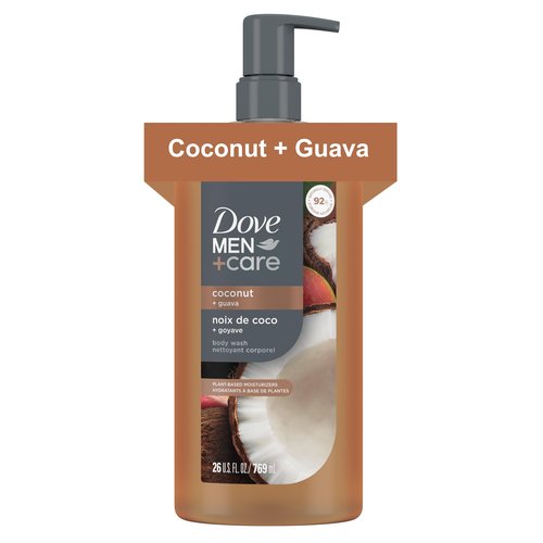 DOVE MEN Moisturizing Body Wash | #1 Dermatologist Body Wash for Men, Sulfate Free, Paraben Free, & Dye Free | Coconut + Guava, 26oz