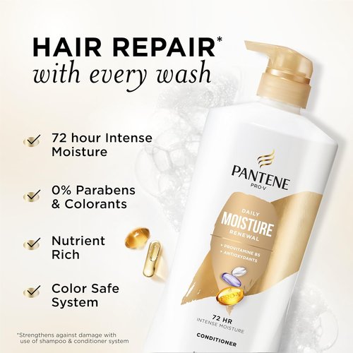 Pantene Daily Moisture Renewal Conditioner - Pro-V Nutrients for Dry, Color-Treated Hair | 25.1 Fl Oz