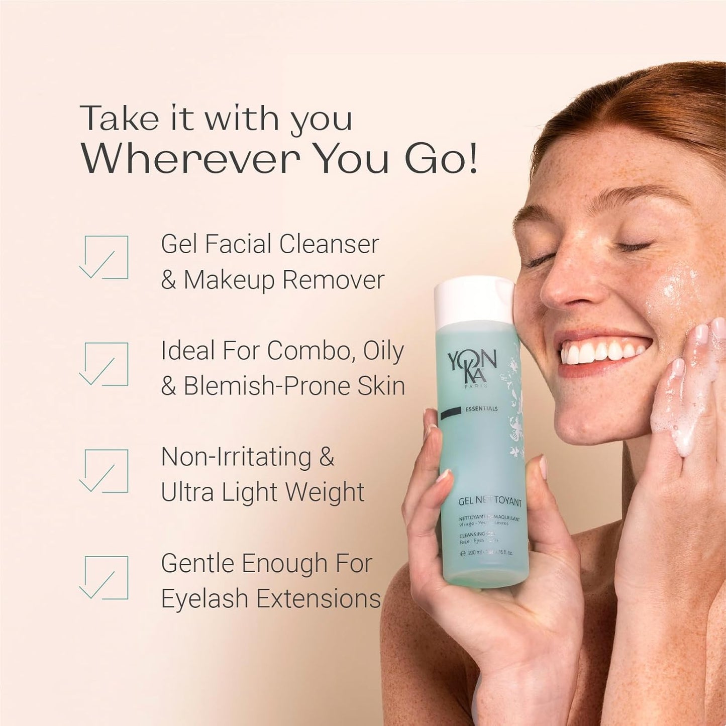 Yonka Gel Cleanser - Gentle Foaming Face Wash & Makeup Remover | Balances pH & Cleanses Pores | For Oily & Acne-Prone Skin