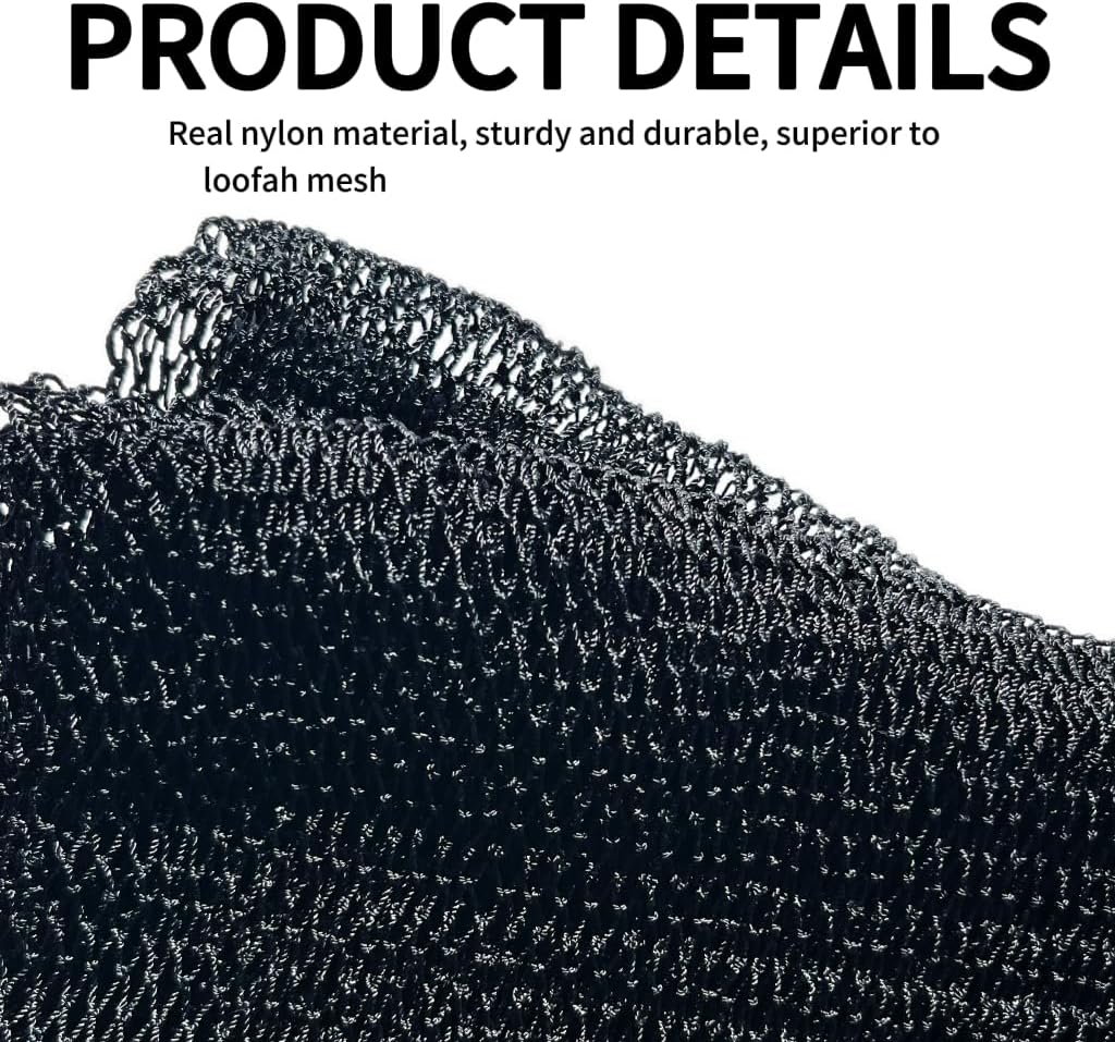 SPMKTBOZAI African Net Sponge - Authentic Exfoliating Bath Scrubber | Black, Real African Net Design