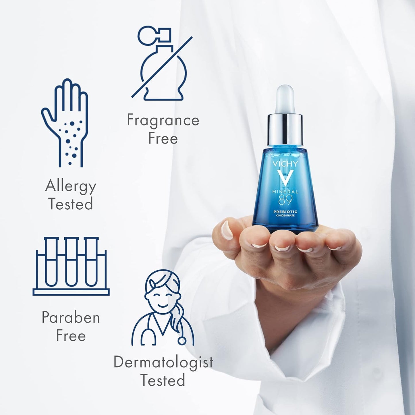 Vichy Mineral 89 Prebiotic Defense & Recovery Concentrate, Niacinamide Serum For Face, Skin Barrier Repair Seum With Antioxidants, Pore Minimizer & Hydrating Serum For Dull, Dry Skin