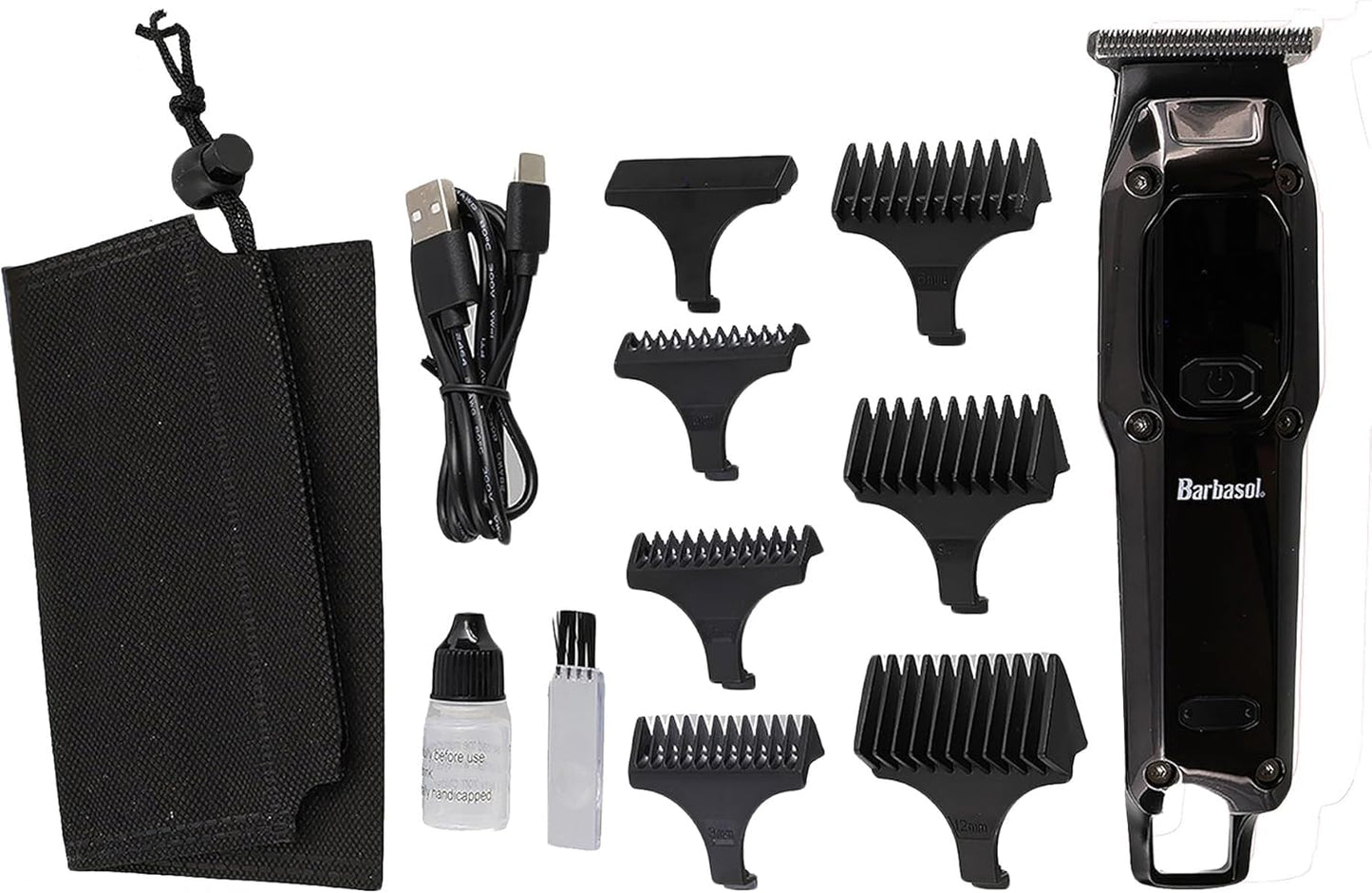 Barbasol T-Blade Trimmer - Rechargeable Dual Speed Hair & Beard Trimmer for Men with 6 Guide Combs, LED Display & Travel Bag