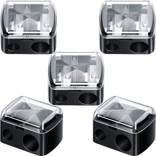 5 Pack Makeup Pencil Sharpener Plastic Lip Liner Pencil Eyeliner Sharpener Cosmetic Manual Tools for Eyeliner(Black)