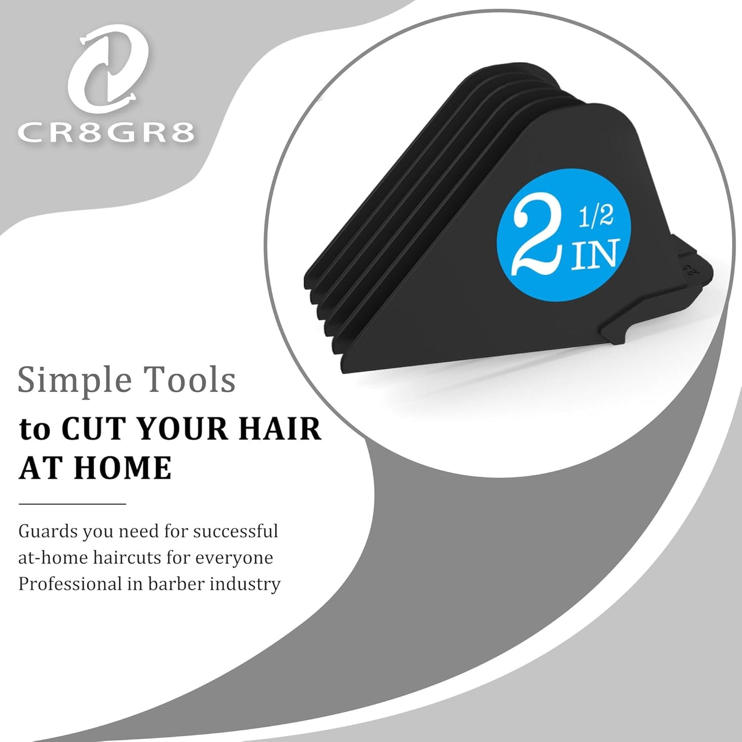 Wahl Clipper Guards - Extra Long Hair Clipper Attachments | 6-Piece Set in Black, 2.5" Size
