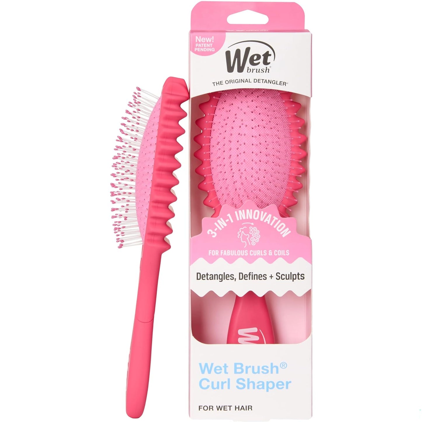 Wet Brush Curl Shaper Detangler Brush - Pink | Frizz-Free Curl Defining for All Hair Types