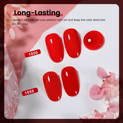 RARJSM Red Gel Nail Polish Set - Bright Red Air Dry Lacquer & Opaque Gel Polish | 15ml for DIY Nail Art
