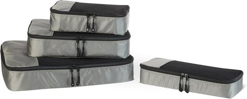 Amazon Essentials Packing Cubes Set - Space-Saving Travel Organizers with Double Zipper | Gray, Small/Medium/Large
