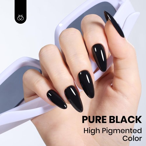 beetles Balck and White Gel Polish - Monochrome Aesthetics Hema-Free Black and White Color Gel Set, 2 Pcs 15ML Full Size Polish Soak Off Led French Nail Art Manicure Salon Diy at Home