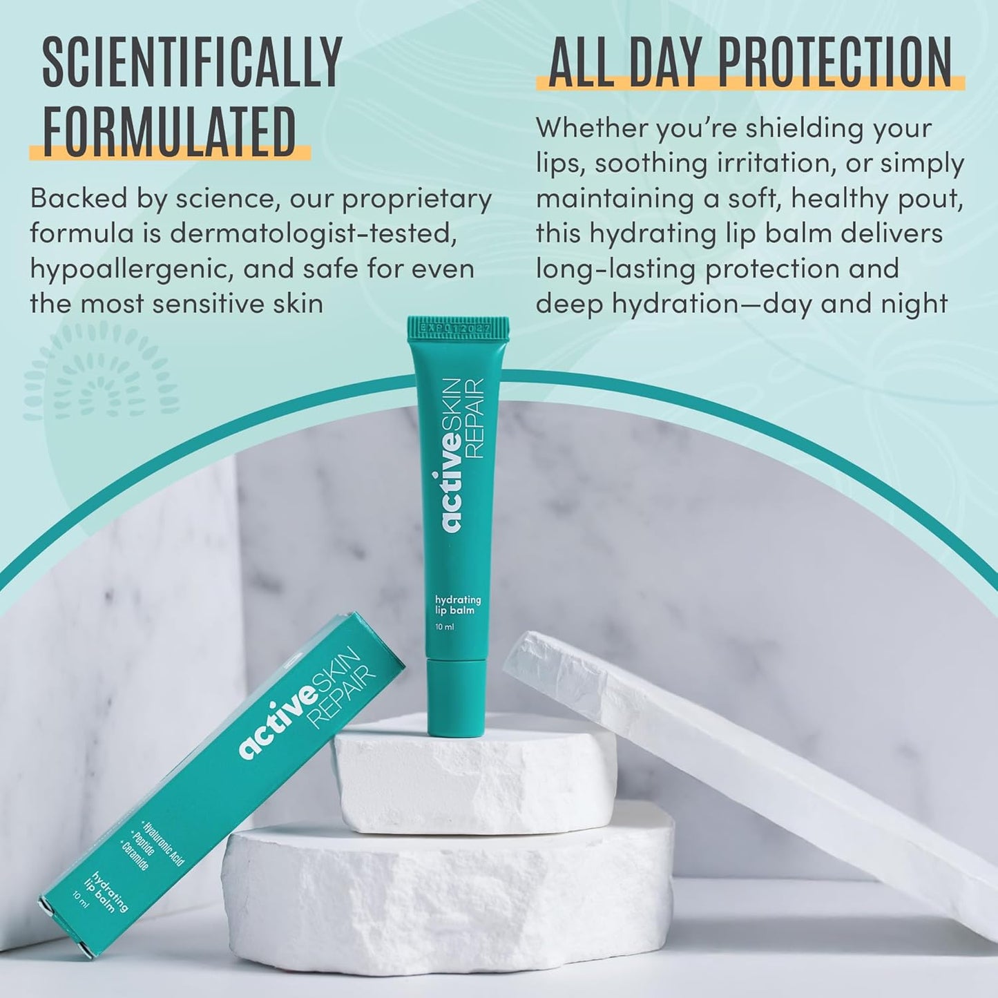 Active Skin Repair Hydrating Lip Balm - EWG Certified Moisturizing Formula with Hyaluronic Acid | 10 ml